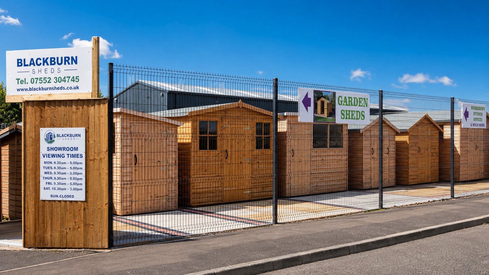 Timber buildings displayed at the Blackburn Sheds base