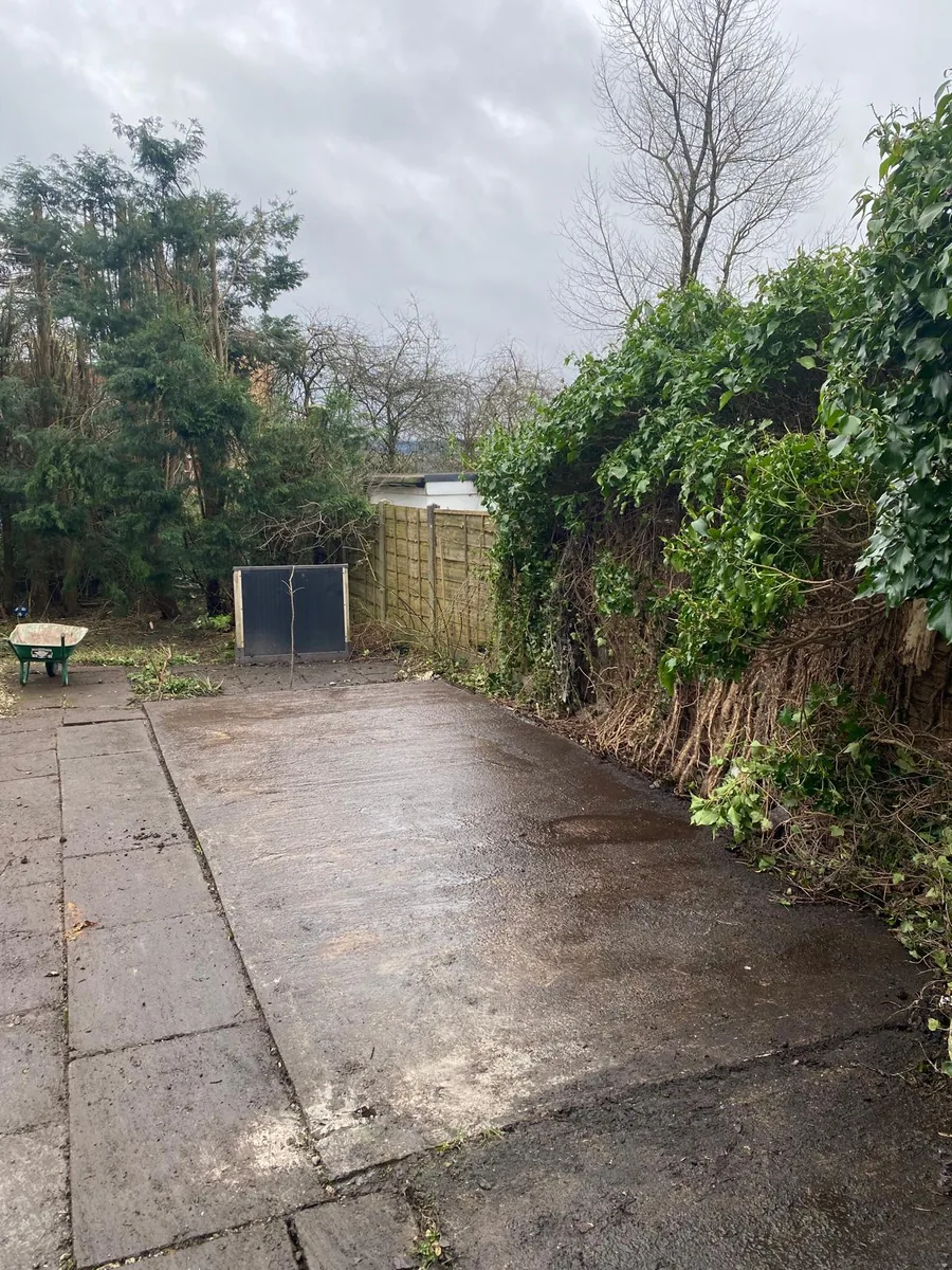 Cleared concrete base after an old shed has been removed